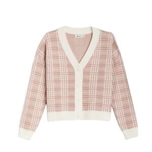 The Commons Plaid Button Up Sweater - Youth Girls Plaid Button Up Cardigan